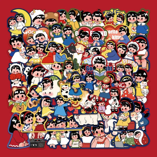 50pcs Doraemon Girl Graffiti Stickers for Helmet, Wall, DIY Decoration Wholesale