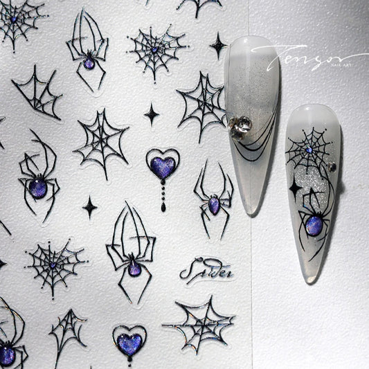 Halloween Nail Art Stickers: Spider, Heart, Star, Snake