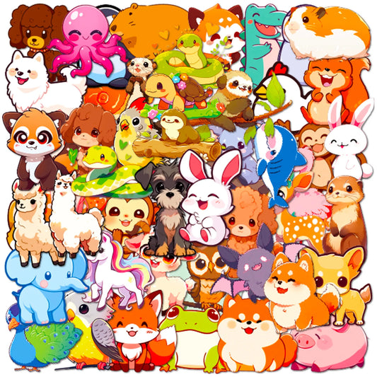 50Pcs Cute Animal Graffiti Stickers for Helmet, Wall, DIY Decoration