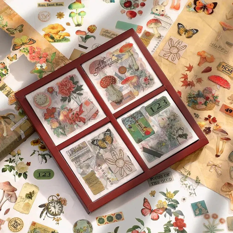 100pcs Butterfly Plant Sticker Set for Scrapbooking and DIY