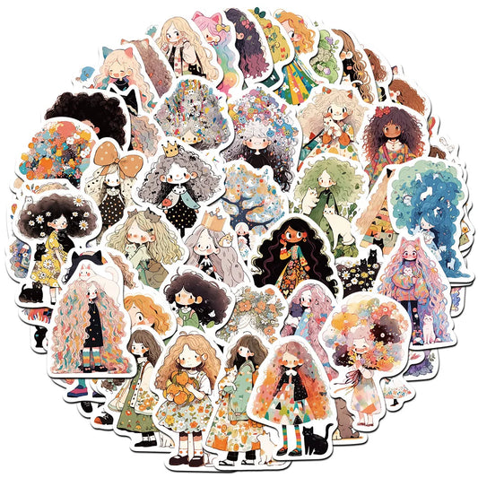 Little Fresh Graffiti Girl Stickers for Suitcase, Skateboard, Laptop, Luggage, Fridge, Phone, Car - 10/30/60pcs