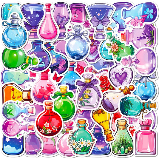 Cute Cartoon Magic Bottle Stickers 10/30/50/100pcs Aesthetic Decals for Laptop, Guitar, Car, Kids Toy