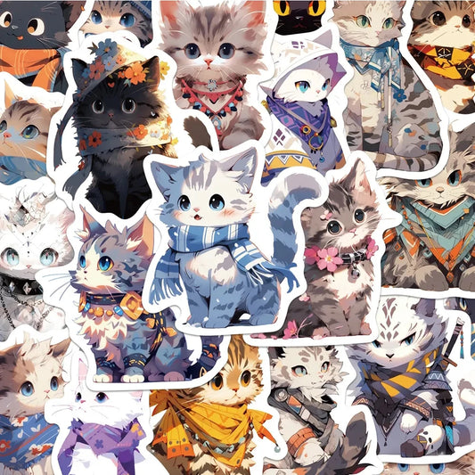 Kawaii Cat Stickers Pack - Cute Cartoon Decals for Laptop, Phone, Diary, Kids Gift