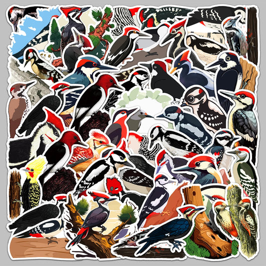 50pcs Cartoon Woodpecker Stickers for Helmet, Wall, Desktop Decoration