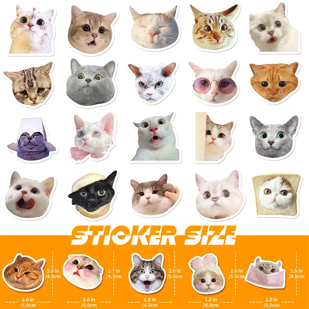 10/30/50/100pcs Cute Funny Meme Animal Cat Kitty Stickers Decals Laptop Notebook Luggage Car Decoration Sticker Kids Classic Toy