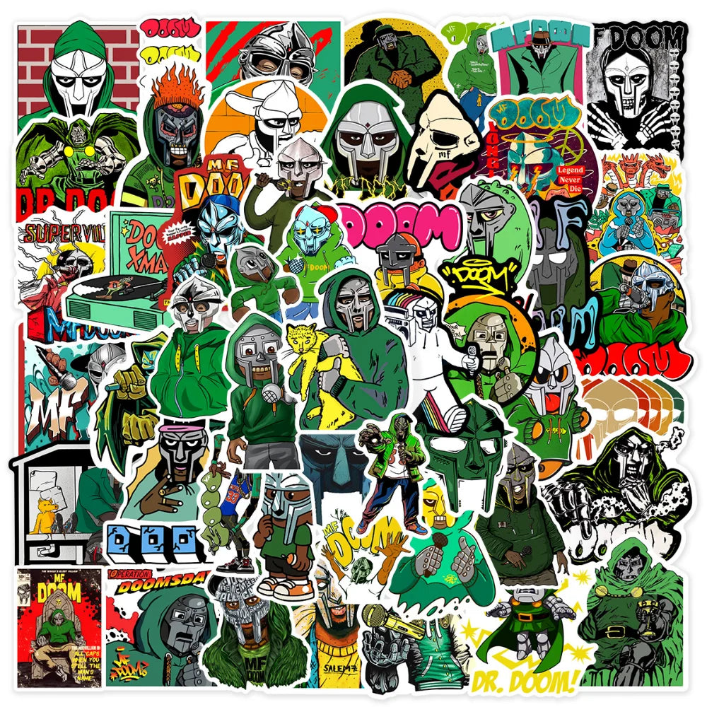 10/50Pcs Hip Hop Rapper Mf Doom Stickers Singer Fan Gift DIY Decoration Phone Cup Luggage Scrapbook Laptop Helment Guitar Decal