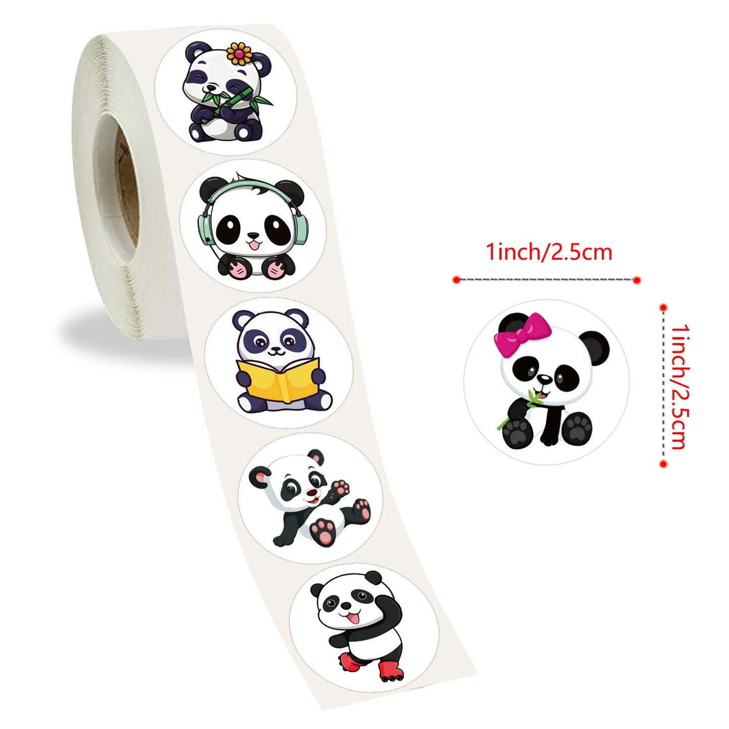 100-500pcs Cute Panda Cartoon Stickers Reward Sticker for Kids Gift Decoration Envelope Sealing Labels Stationery Stickers 1inch