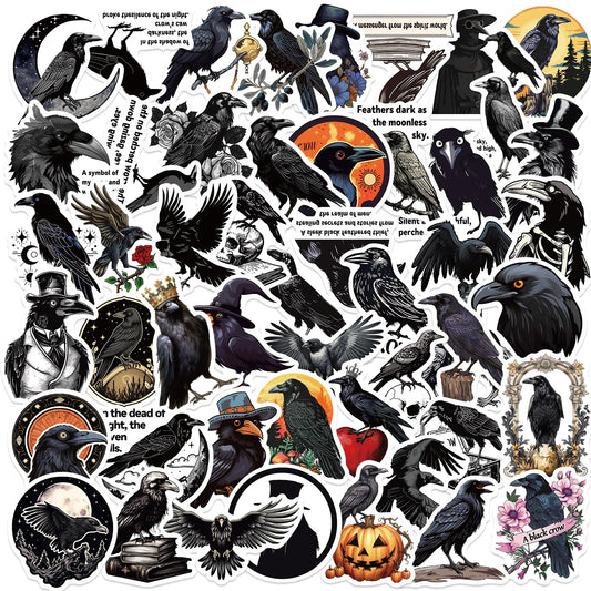 Raven Cartoon Stickers: Black Bird Decals for Scrapbook, Laptop, Phone, Car