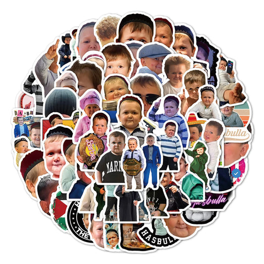 Hasbulla Meme Stickers Pack - Cartoon Decals for Laptop, Skateboard, Luggage, Fridge