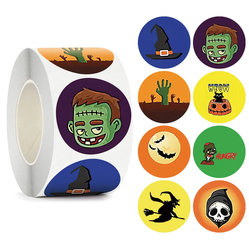 100-500pcs Halloween Stickers 1inch Self Adhesive Label Paper Candy Bags Stickers Package Seal Gift Packaging Sealing Crafts