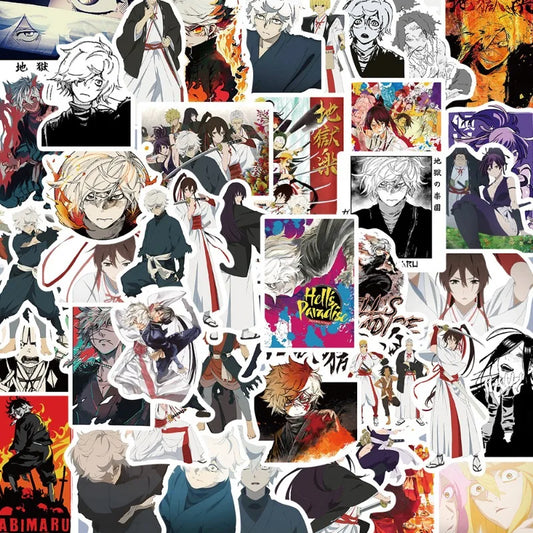 50pcs Jigokuraku Stickers for Laptop, Phone, Car, Scooter, Water Bottle, Suitcase, Stationery, Refrigerator