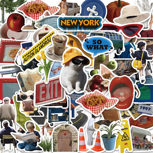 63pcs Kawaii Cartoon Stickers Cute Decals for Laptop, Phone, Bike, Car, Wall