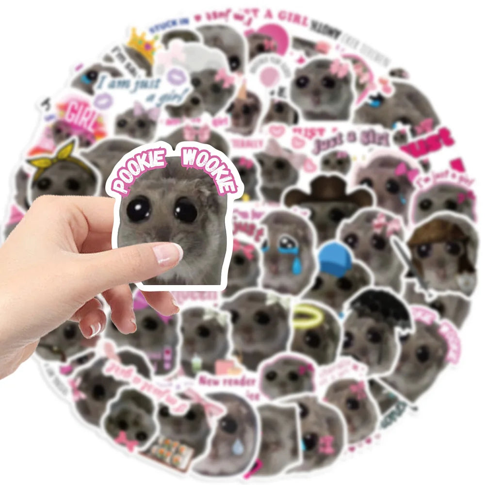 Kawaii Hamster Cartoon Stickers - Cute Animal Meme Decals for Luggage, Laptop, Phone, Car, Bike, Skateboard
