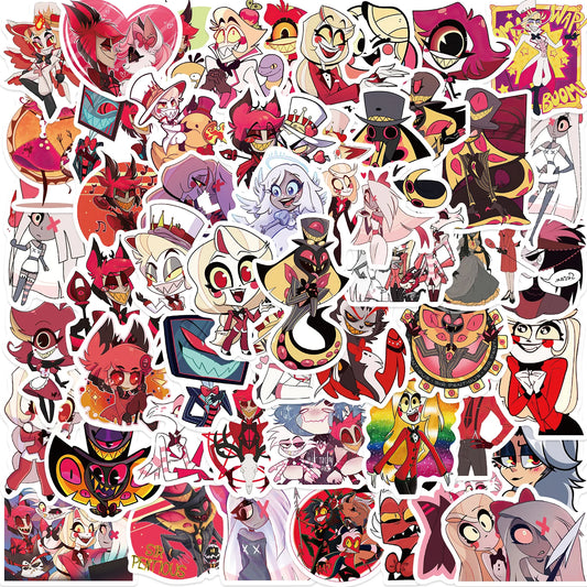 52Pcs Cartoon Animation Stickers Waterproof For Luggage Case Helmet Guitar Bottle Refrigerator Laptop Hell Inn Sticker Wholesale