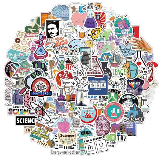 Chemistry Science Stickers Waterproof for Guitar Laptop Phone Cup Suitcase Skateboard 10/50/100pcs