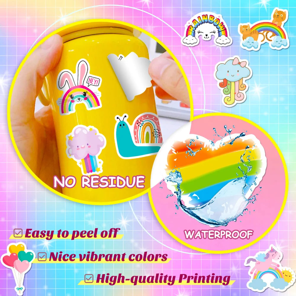 10/50Pcs Rainbow Bridge Cartoon Waterproof Stickers DIY Skateboard Fridge Motorcycle Luggage Cute Graffiti Sticker Decal Toy