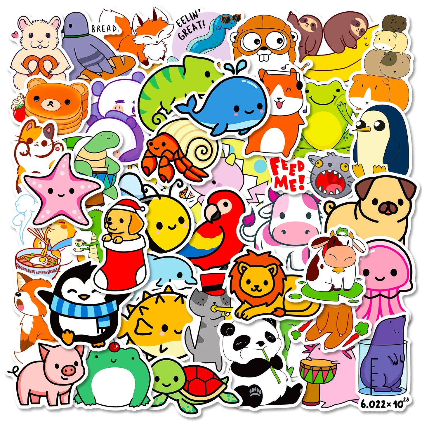 50pcs Cute Animal Graffiti Stickers for Helmet, Wall, Desktop Decoration