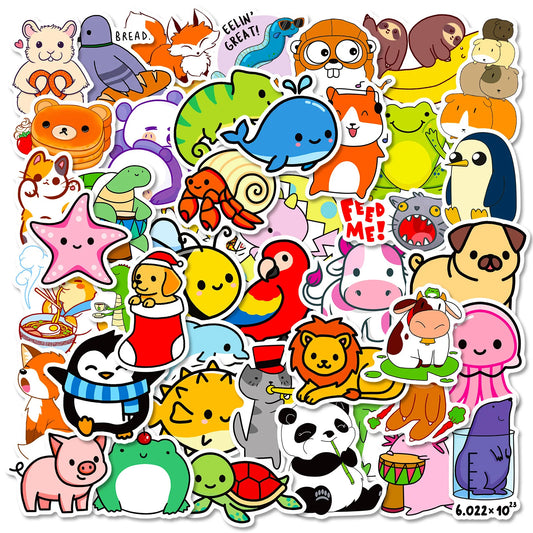 50pcs Cute Animal Graffiti Stickers for Helmet, Wall, Desktop Decoration