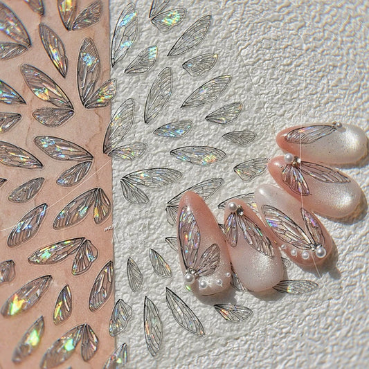 Purple Pink Gradient Wing Nail Art Stickers
