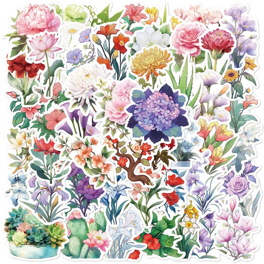 10/50pcs Cute Pretty Flowers Stickers Aesthetic DIY Notebook Diary Travel Luggage Phone Laptop Classic Decals Graffiti Sticker