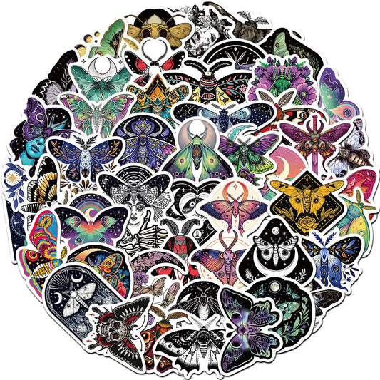 Cute Cartoon Animal Moon Moth Stickers for Laptop Car Fridge DIY Vinyl (10/30/50 Pcs)