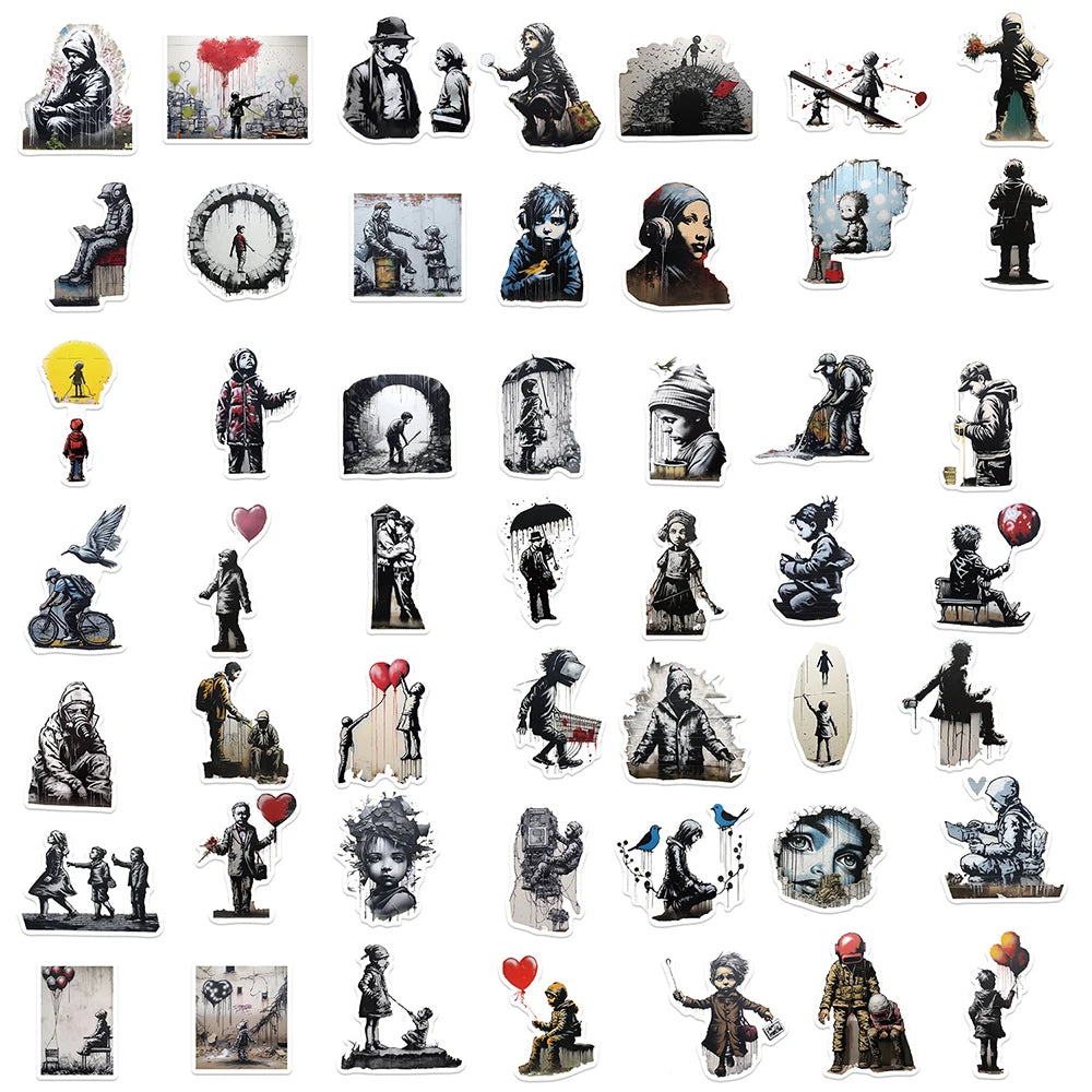 10/30/50pcs Cool Banksy Street Art Graffiti Stickers Cartoon Decals Laptop Scrapbook Phone Suitcase Car Waterproof Sticker Toys