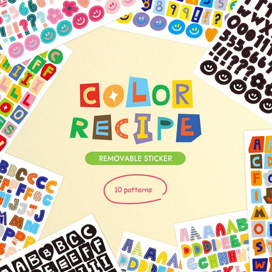 10pcs Alphabet & Number Stickers, Colorful, Water-Resistant, No Trace, DIY Scrapbook Decor