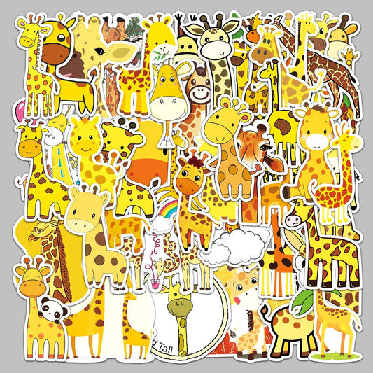 50pcs Cute Giraffe Graffiti Stickers for Helmet, Wall, DIY Decoration