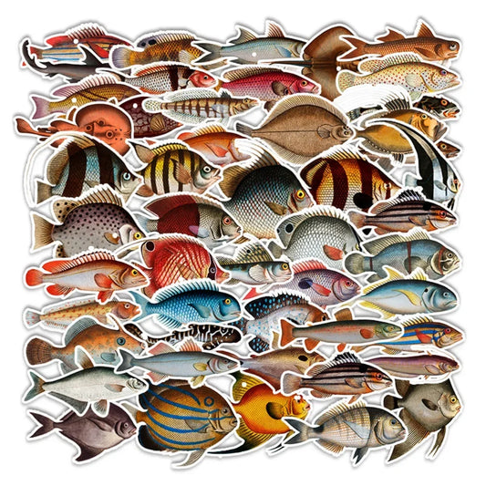 Aesthetic Ocean Fish Stickers for Laptop, Phone, Water Bottle (10/25/50pcs)