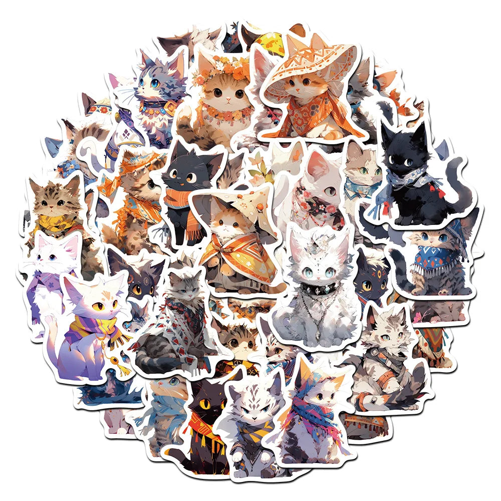 Cartoon Animal Cat Stickers Decal for Laptop Motorcycle Luggage Snowboard Fridge