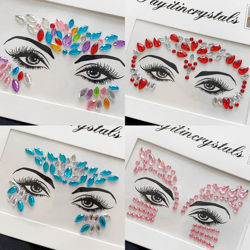 3D Rhinestone Face Tattoo Sticker Jewelry