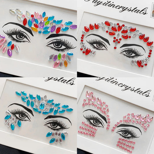 3D Rhinestone Face Tattoo Sticker Jewelry