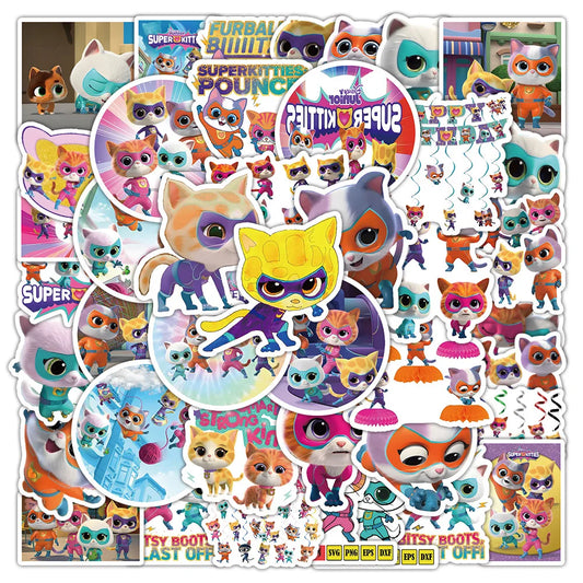 Super Kitties Stickers Pack: Cute Cartoon Decals for Kids