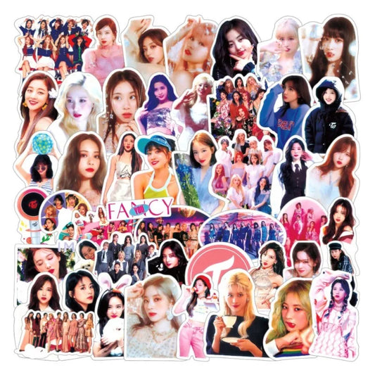50pcs Twice Cartoon Stickers for Laptop, Phone, Water Bottle, Scooter, Suitcase, Stationery, Refrigerator