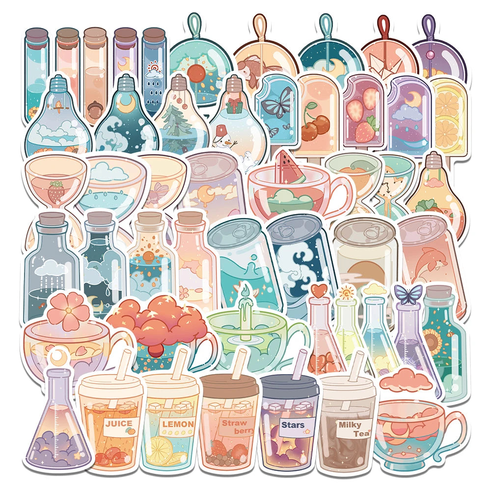10/30/50Pcs Ins Drink Bottle Stickers Graffiti For Skateboard Notebook Phone Helmet Decal Waterproof Kids Sticker Toy