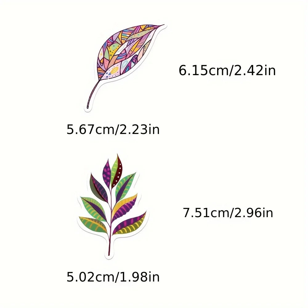 10/25/50PCS Colorful Romantic Enamel Leaf Graffiti Sticker Waterproof PVC Decorative Luggage Guitar Laptop Cup Phone Gift Decal