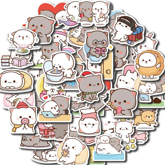 60PCS Kawaii Cat Stickers PVC Aesthetic Scrapbook DIY