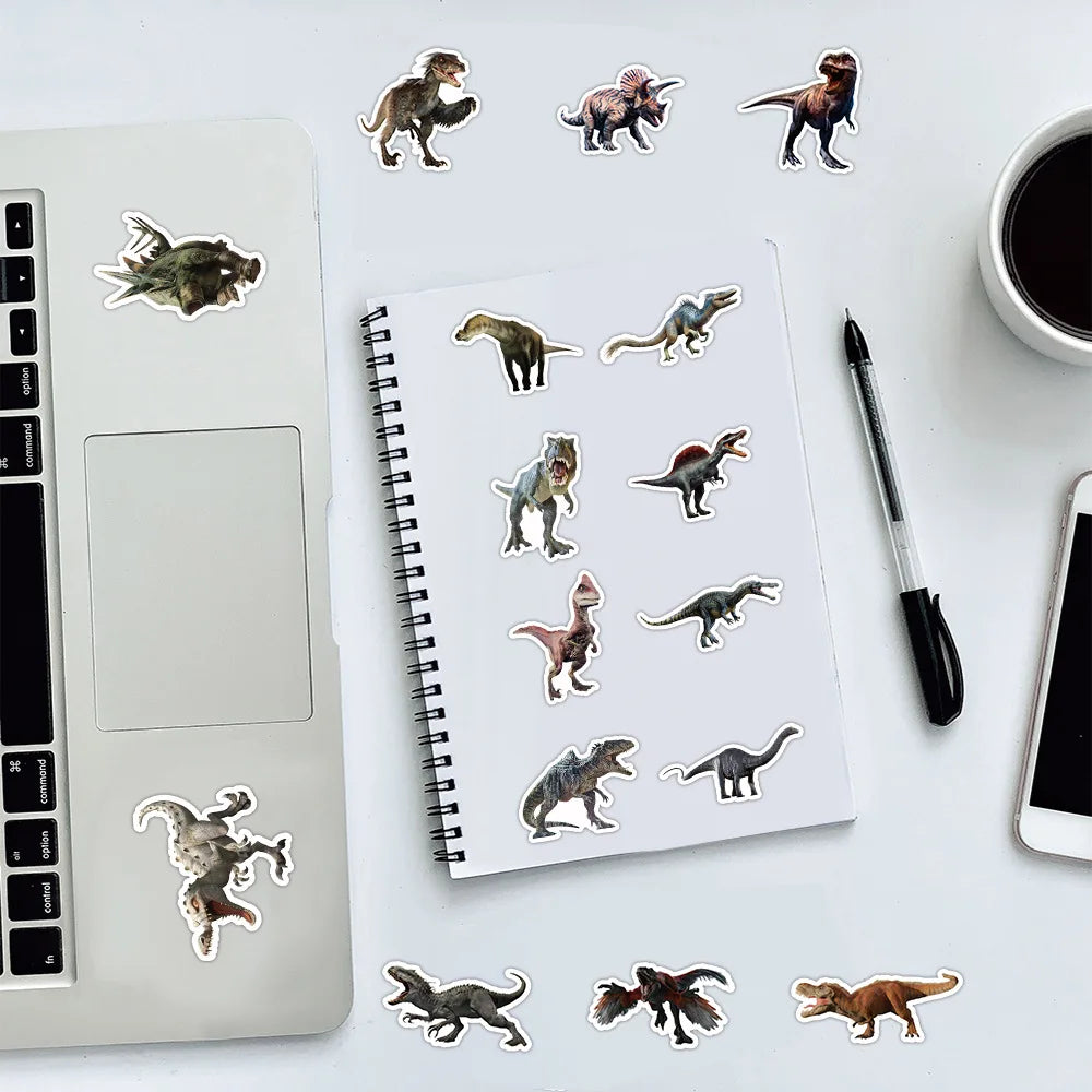 10/30/50/100PCS Jurassic Dinosaur Stickers Realistic Animals Decals DIY Notebook Skateboard Phone Laptop Bike Graffiti Kids Toys