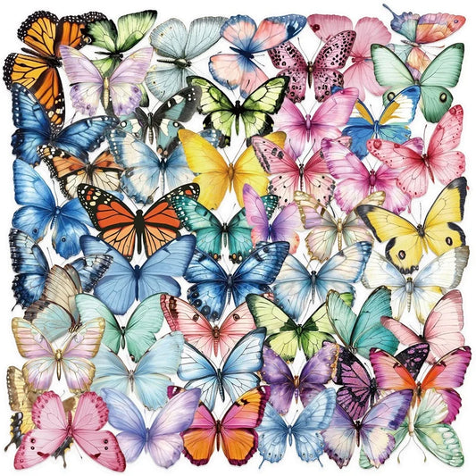 50PCS Kawaii Butterfly Stickers for Scrapbooking & DIY