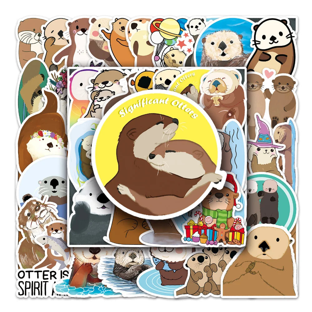 10/50Pcs Cute Animal Otter Masking Stickers Scrapbooking Diary Japanese Stationery Paper Deco School Supplies