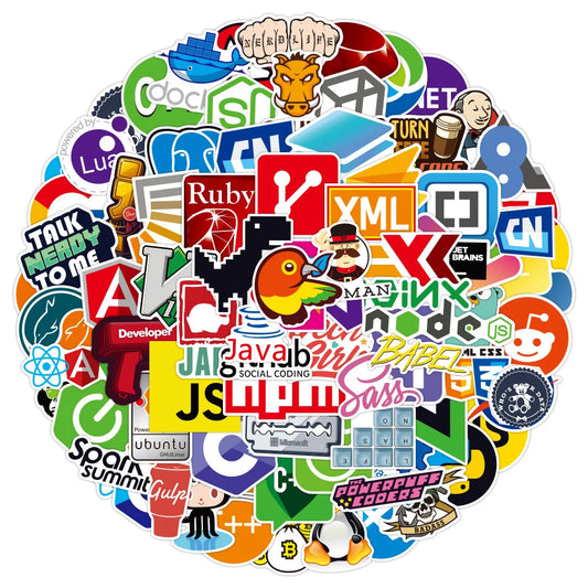 Cool Programmer Stickers: Java, PHP, Docker, HTML Decals for Laptop, Phone, Car, Toy (10/30/50/100pcs)