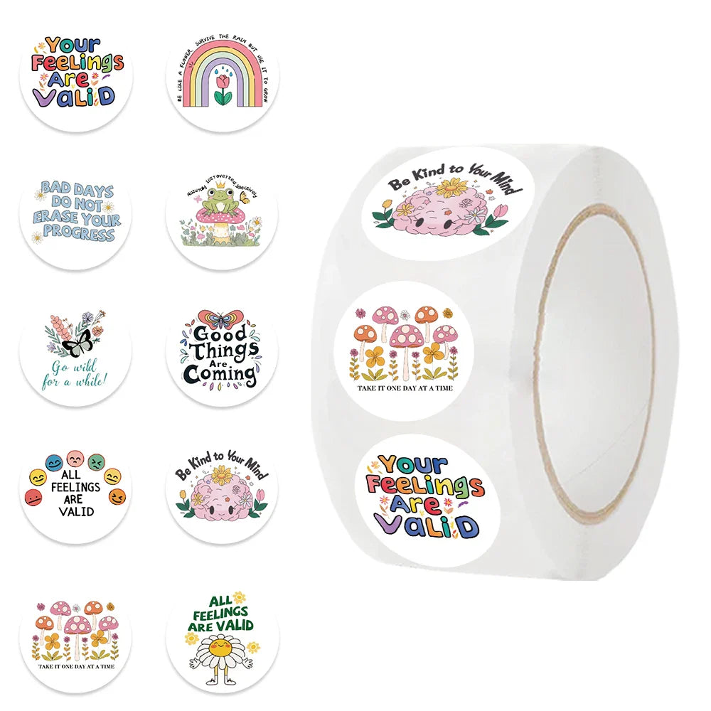500Pcs Mental Health Awareness Stickers Aesthetic DIY Notebook Phone Laptop Fridge Room Envelope Sealing Sticker