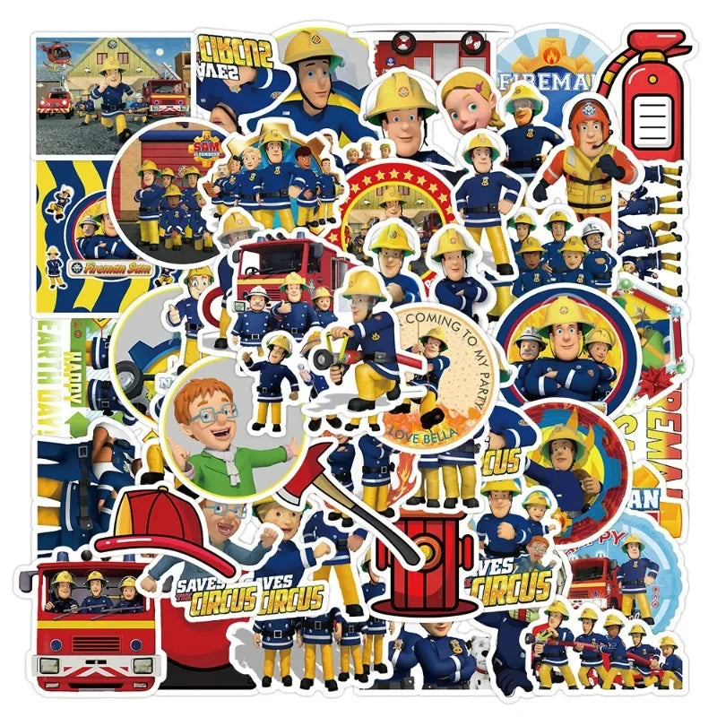 Fireman Sam Cartoon Sticker Pack - 55pcs for Suitcase, Water Cup, Phone, Laptop, Car, Scooter, Fridge