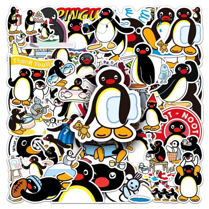 50pcs PINGU Stickers for Suitcase, Stationery, Water Cup, Phone, Scooter, Laptop, Refrigerator