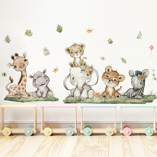 Elephant Giraffe Height Ruler Wall Stickers for Kids Room Nursery Decor