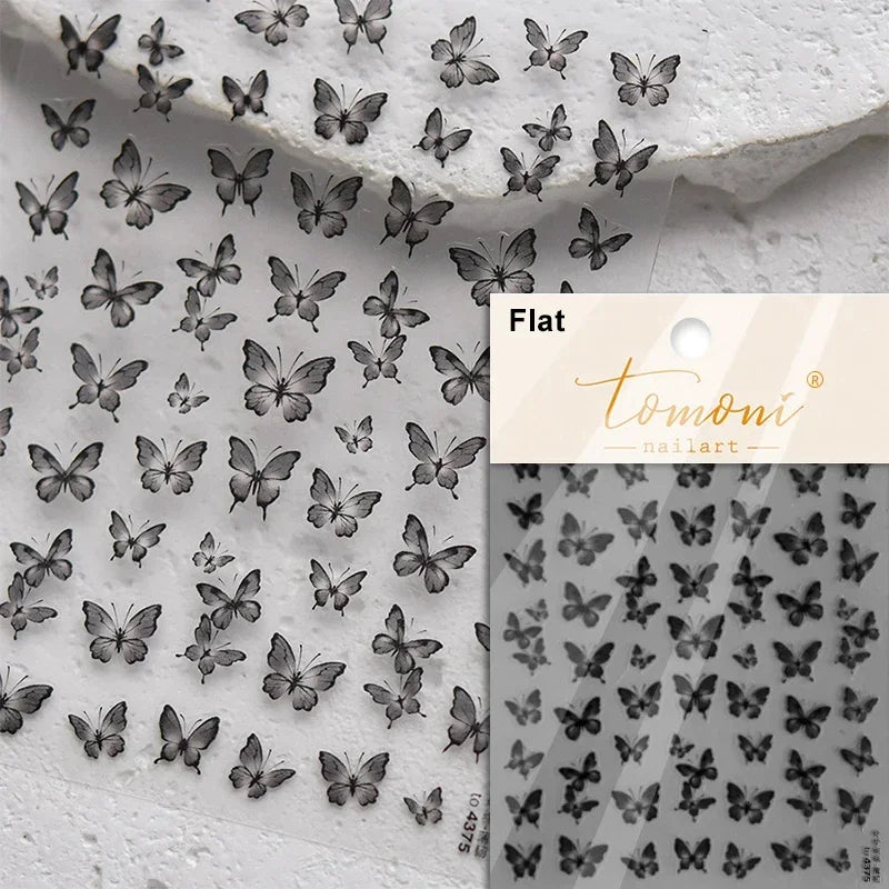5D Laser Flower Heart Nail Art Stickers Decals