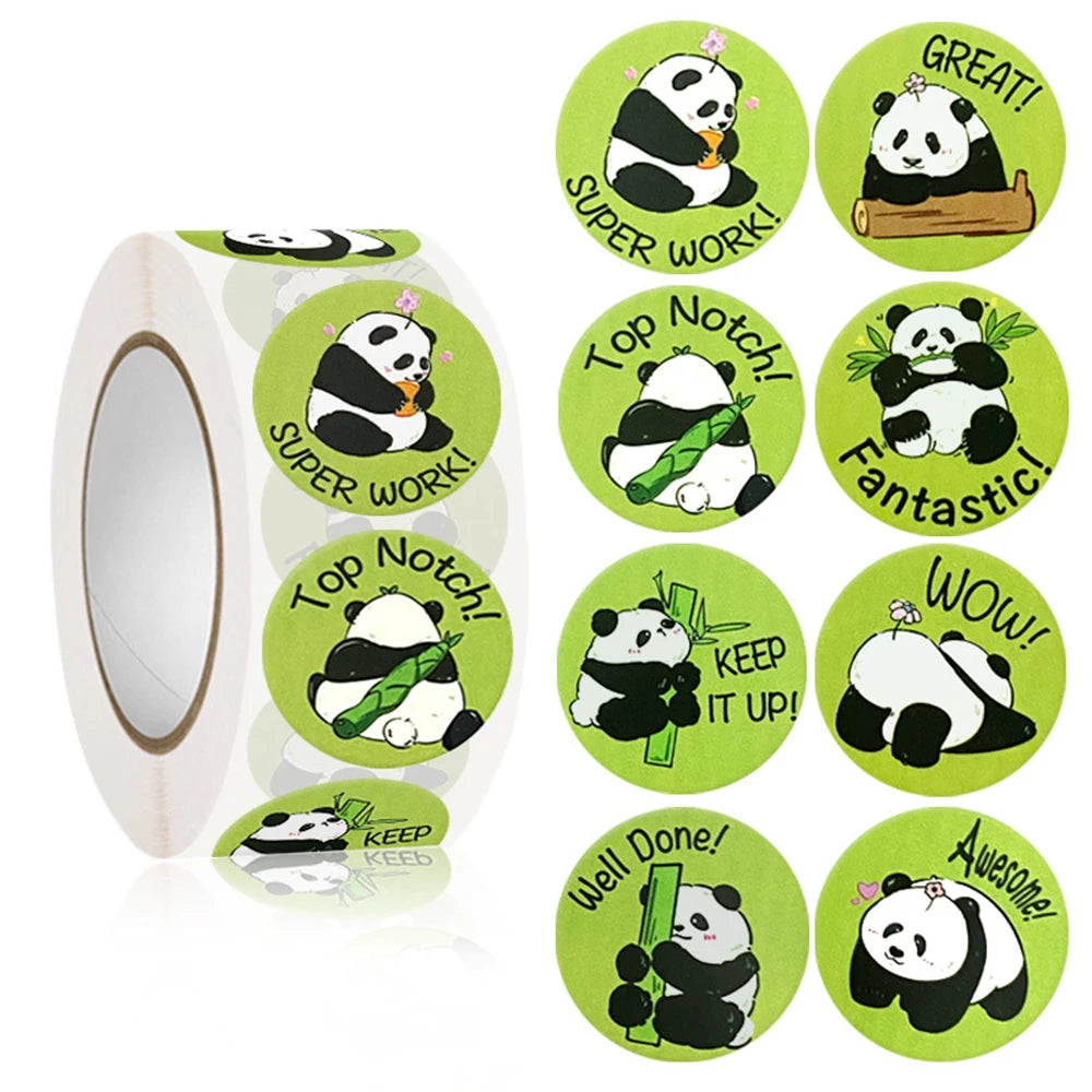 100-500pcs Cute Animal Panda Stickers for Envelope Praise Reward Student Work Label Stationery Seal Lables 1inch/2.5cm