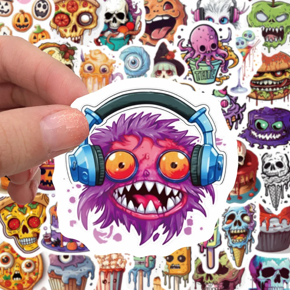 10/30/50PCS Funny Horror Skeleton Graffiti Stickers Decals Halloween Decoration Waterproof Skateboard Luggage Guitar Cartoon Toy