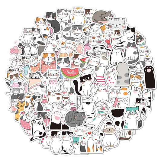 Kawaii Cat Stickers Pack for Kids - DIY Scrapbook, Laptop, Fridge, Stationery