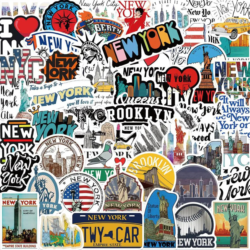 10/25/50PCS New York National Travel Art Graffiti Sticker DIY Luggage Case Guitar Helmet Laptop PVC Gift Decoration Toy Decal